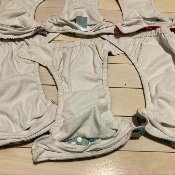 Charlie Banana 6 Cloth Diapers 12 Inserts - Red White Stars, Safari Fun Prints - Picture 4 of 11